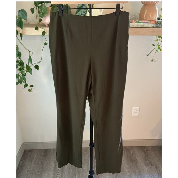 Dana Buchman Pants - Dana Buchman Olive Green Wool Straight Leg Pants Size 12 Womens Career Trousers